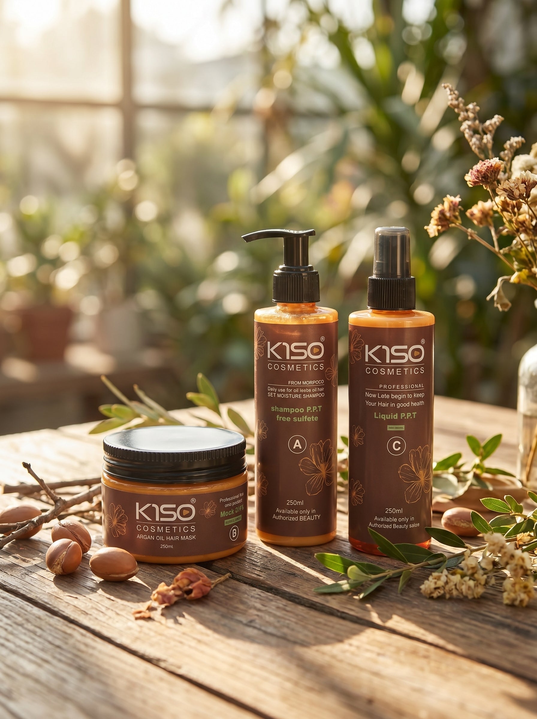 Complete PPT Set — Shampoo, Argan Mask & Liquid Hair Perfume (250ml Each)